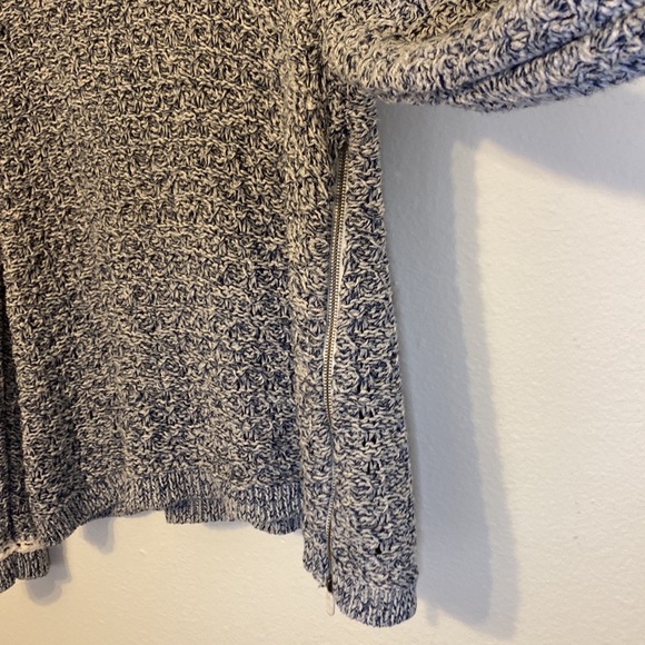 Moth Anthropologie open stitch blue marbled crew neck sweater with sid… - Picture 4 of 9